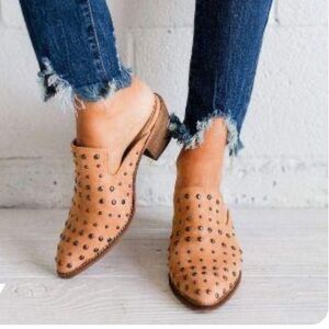 A Rider Girl Cara Studded Mules Slip On Shoes 6